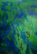 Bluehen Unterwasser 1 Acryl Collage auf LW 110x90 cm 2010